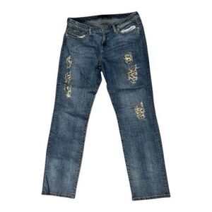 Poetic Justice Shaw Boyfriend Women Jeans 30/32 Blue Gold Sparkling Sequins